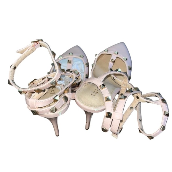 Chunky Heel Comfort Studded Flats Rivet Strappy D'orsay Pointed Toe Women Shoes - Picture 4 of 6